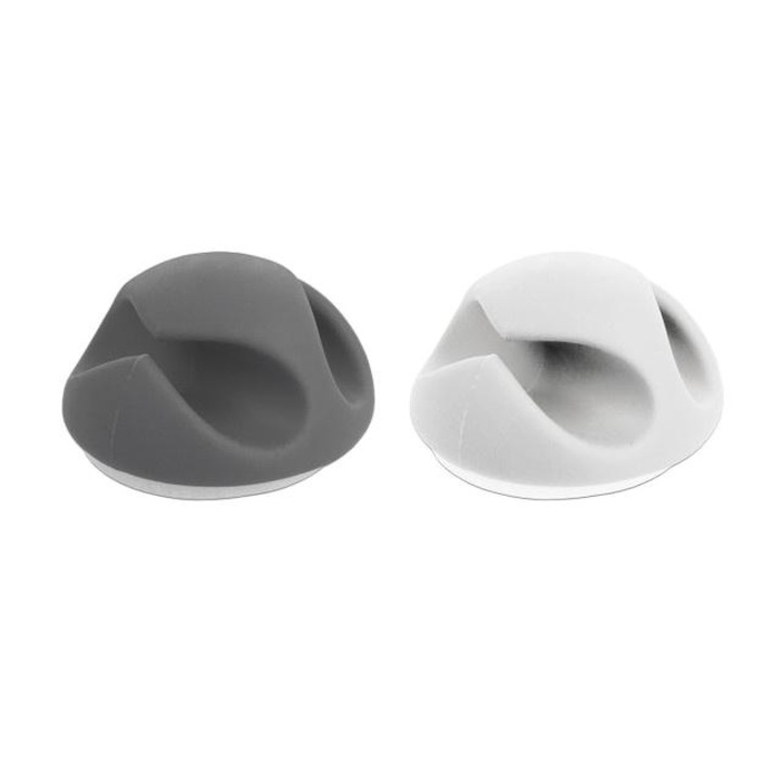 Organizator cabluri, Delock, Alb/gri, 6 buc