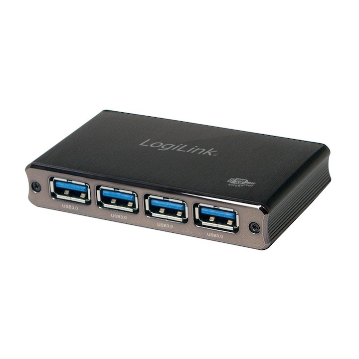 USB 3.0 хъб, LogiLink, 4 входа, черен