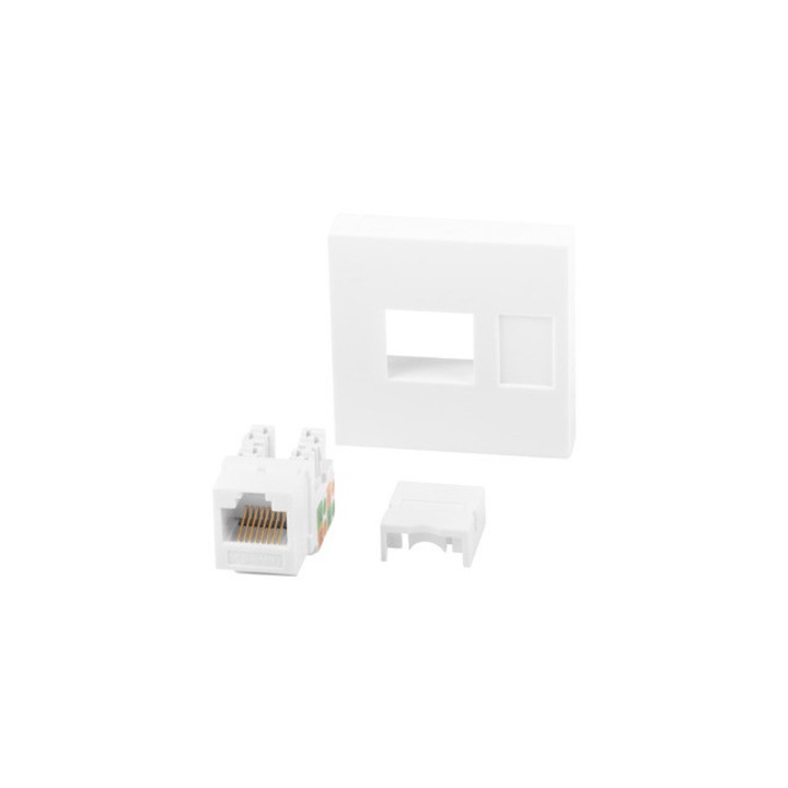 Гнездо RJ45, Lanberg, Cat5, 45X45см, Бяло