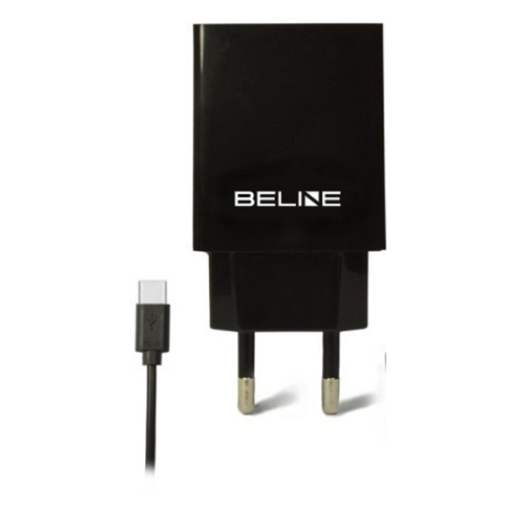 Hálózati töltő Beline 2xUSB + USB-C 2A fekete