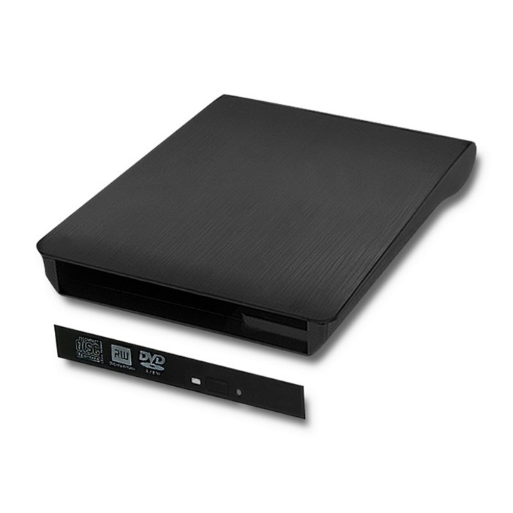 Optikai meghajtó ház/zseb, Qoltec, CD/DVD SATA, USB 3.0, 12.7 mm, beépített kábel