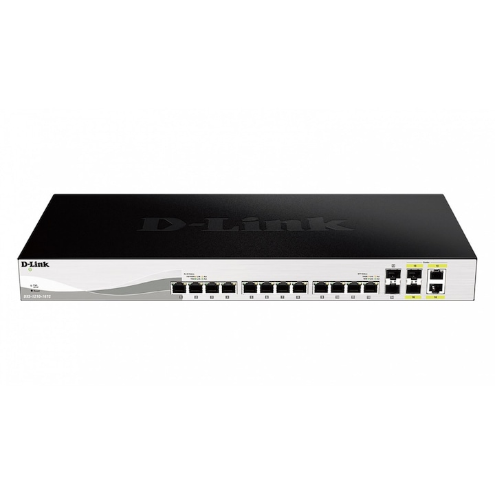 Switch D-Link DXS-1210-16TC, 12 porturi 10G RJ45, 2 porturi SFP+, 440x210x44mm, 3150g