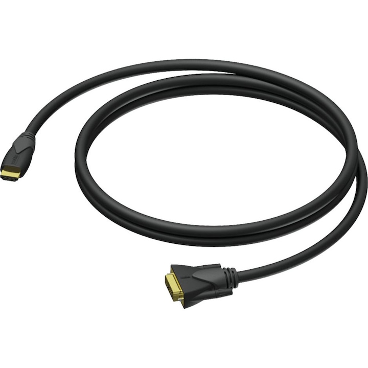 Кабел, Procab, DVI мъжки към HDMI мъжки, 3 м, Черен