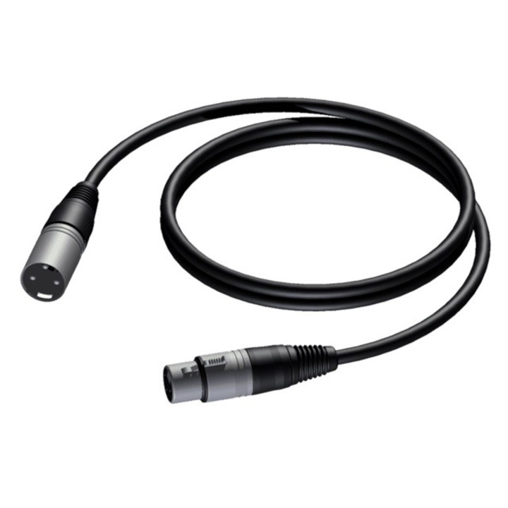 Cablu microfon, Procab, CAB901/3 XLR tata la XLR mama, 3 m, Negru