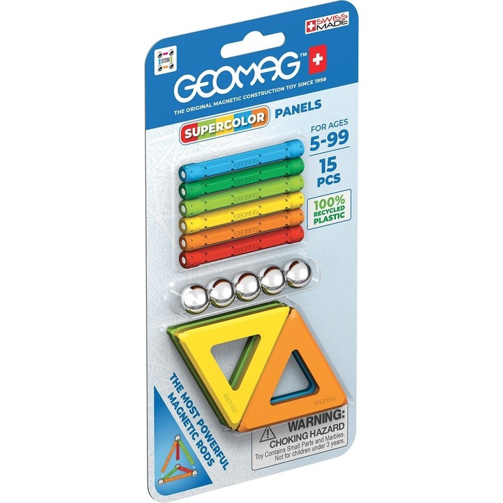 Geomag Mágneses építőkészlet, 15 db, 5 év, Többszínű