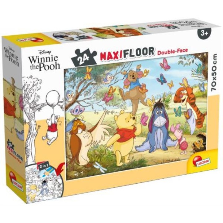 Puzzle Micimackóval, Lisciani, 24 elem, kétoldalas, többszínű