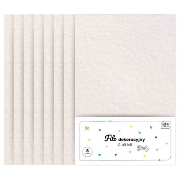 8 db dekoratív filclap készlet, Noster, A4, fehér
