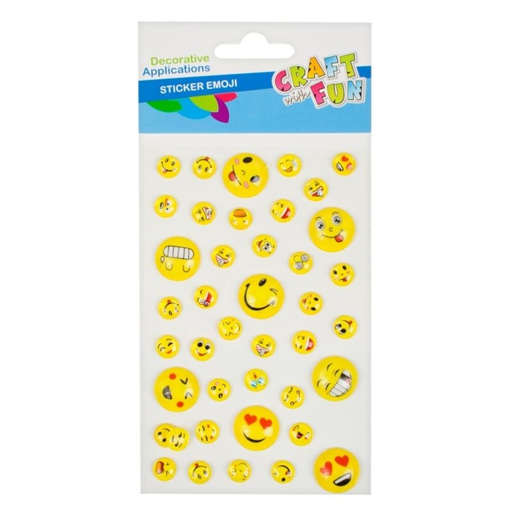 Комплект от 41 пластмасови стикера, Craft with Fun, многоцветни