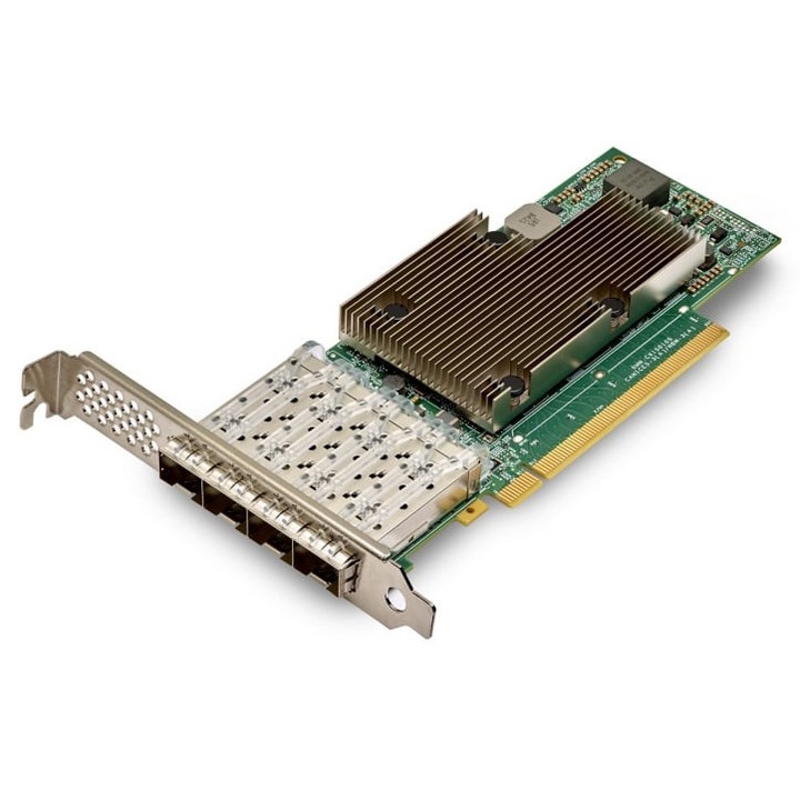 Controller PCIe NIC, Broadcom, NetXtreme-E Quad-Port 25G, Verde/Argintiu