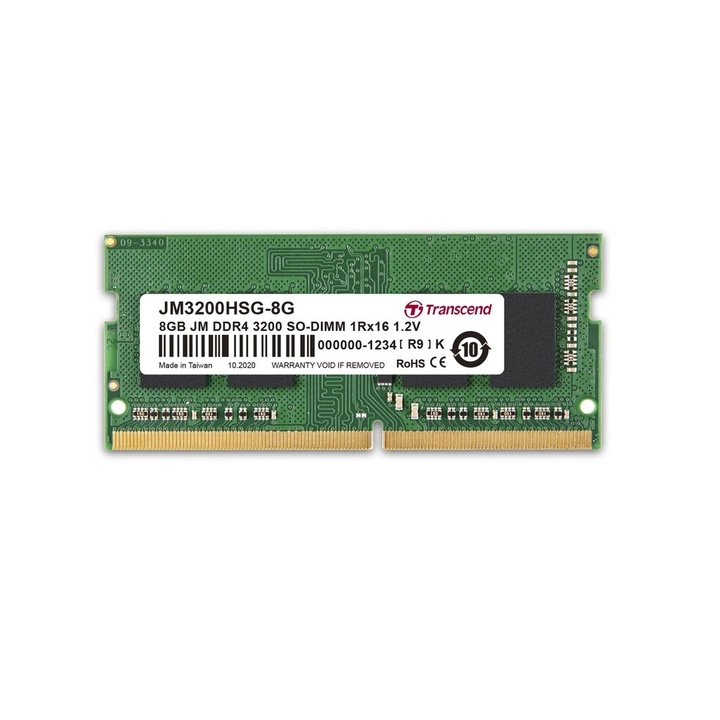 Памет за лаптоп Transcend 8GB JM DDR4 3200 SO-DIMM 1Rx16 1Gx16 CL22 1.2V JM3200HSG-8G