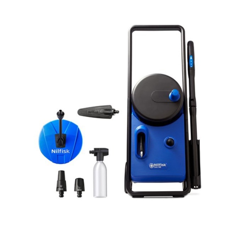 Водоструйка под налягане, Nilfisk Core, Powercontrol в ръка - PCA, 140 Bar, 1800W, 474l/h, Маркуч 8m, 30 x 37,1 x 88,2 cm, Черен/Син