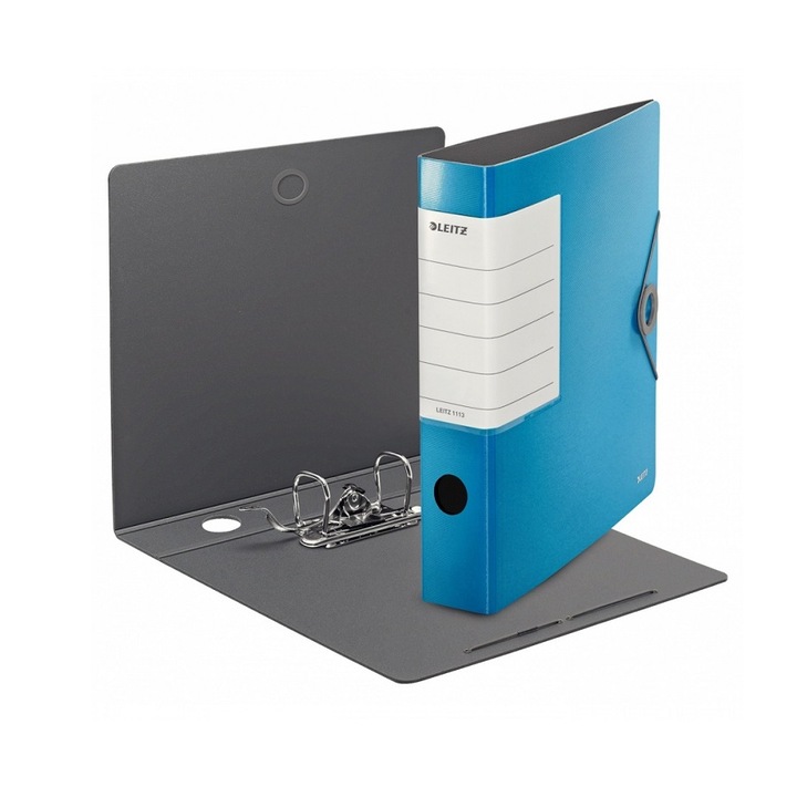 Класьор Leitz, Solid, 180°, с уголемен сменяем етикет А4, PP, Polyfoam, 62 мм, светлосин