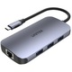 Unitek N9+ USB-C хъб, HDMI, PD 100W, четец на карти, сив