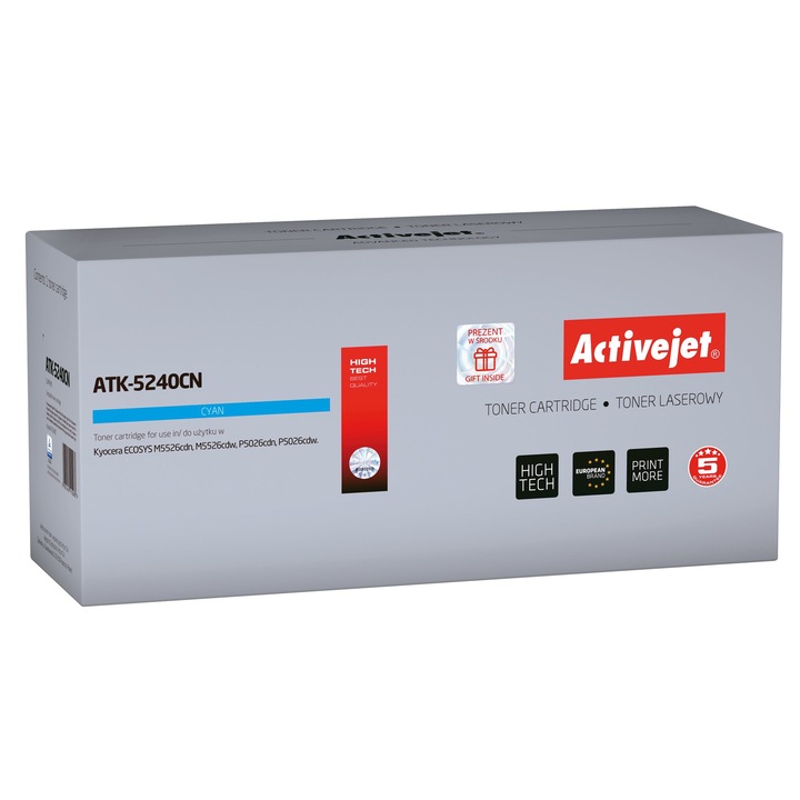 Тонер Activejet ATK-5240CN, резервен TK-5240C, циан