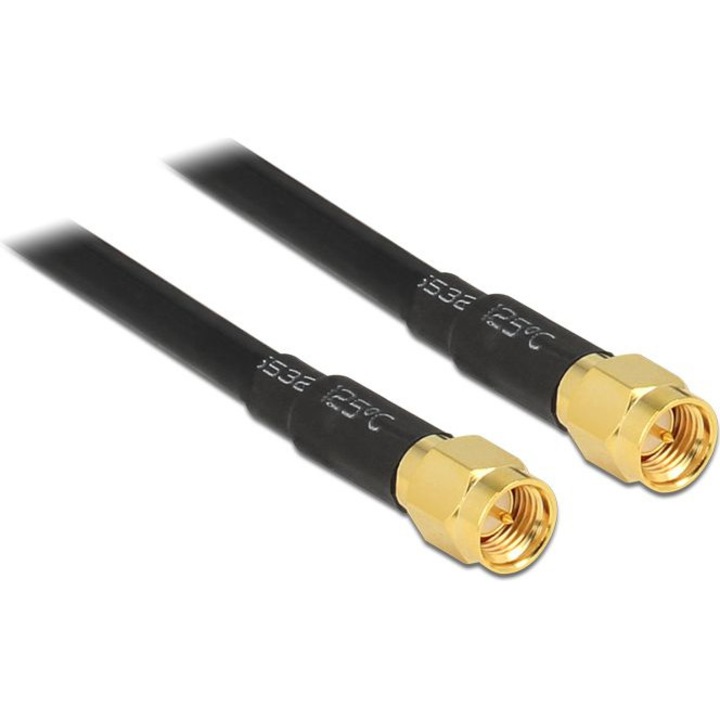 Cablu antena, Delock, SMA tata-tata, 5 m, Negru