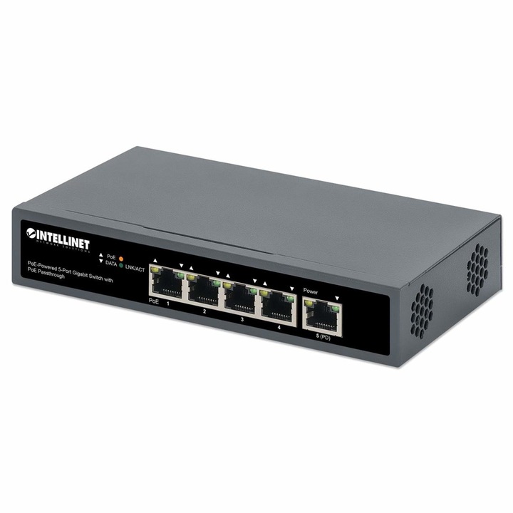 Switch, Intellinet, Gigabit PoE, 95W, Negru