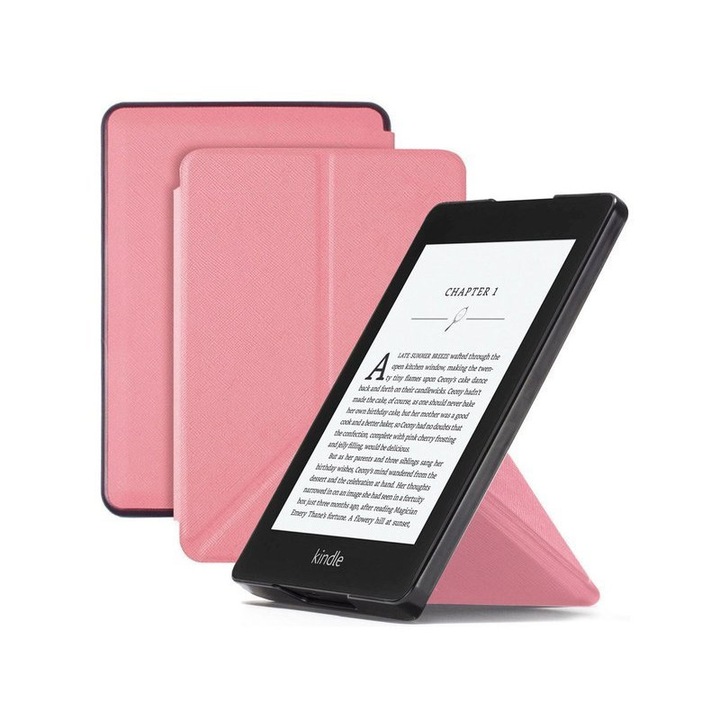 Husa Origami, Alogy, pentru Kindle Paperwhite 4, Piele ecologica, Roz
