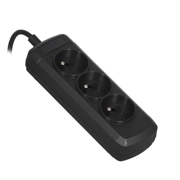 Удължител, Activejet, 3 гнезда, 10 A, 1,5 m, Черен