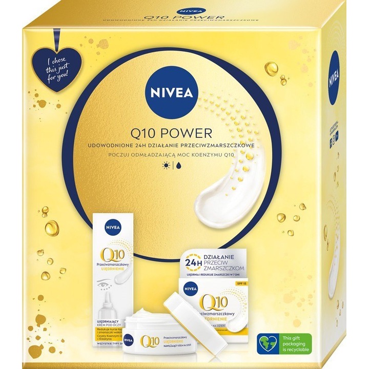 Подаръчен комплект, Nivea, Q10 Power, 2 продукта, 50/15мл