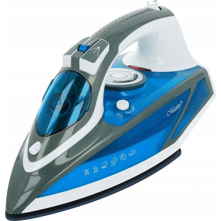 Fier de calcat cu abur, Ceramica, Albastru, Maestro, 2200 W