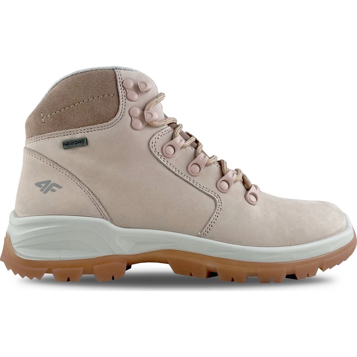 Ghete de trekking pentru femei, 4F, Piele naturala, Roz, Roz, 41