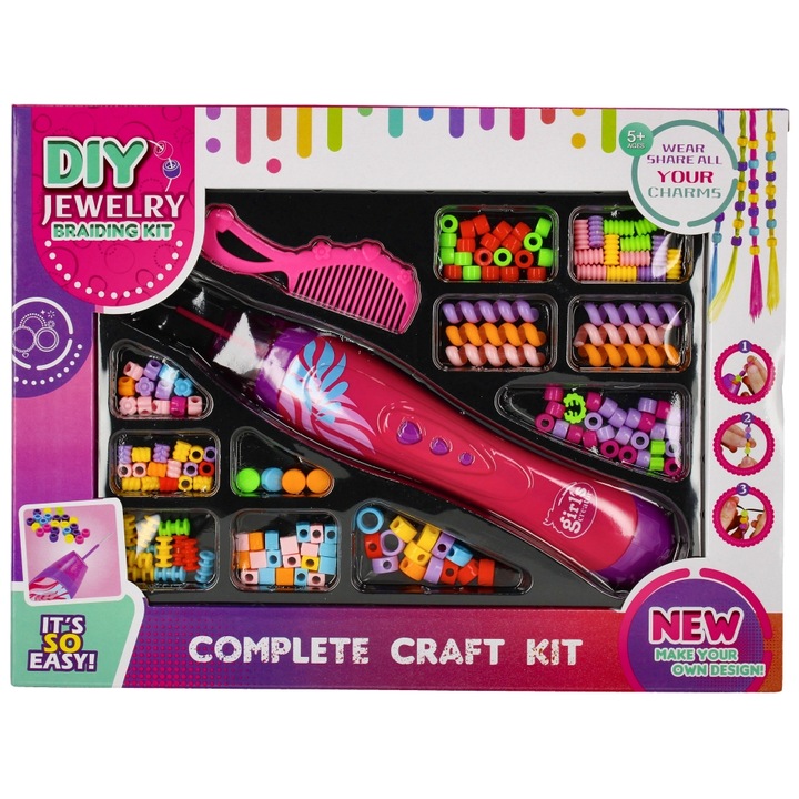 Фризьорски комплект за деца, Mega Creative, Пластмасов, 5+, 35x26x6cm, Многоцветен