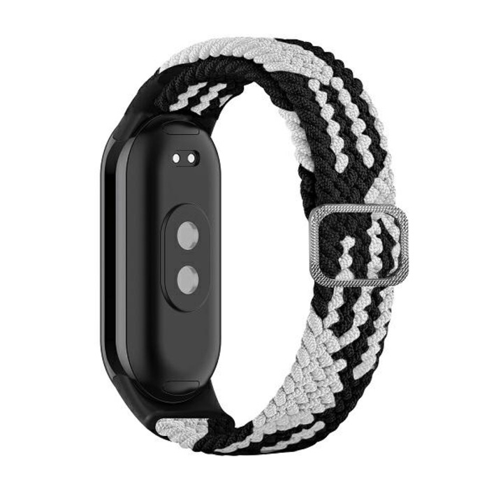 Beline szíj Xiaomi Mi Band 8 okosórához, fehér\fekete, textil
