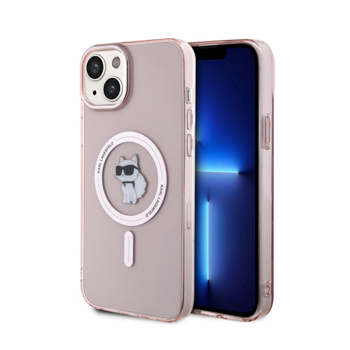 Калъф, Съвместим с iPhone 15 Plus, Karl Lagerfeld, поликарбонат/TPU, розов