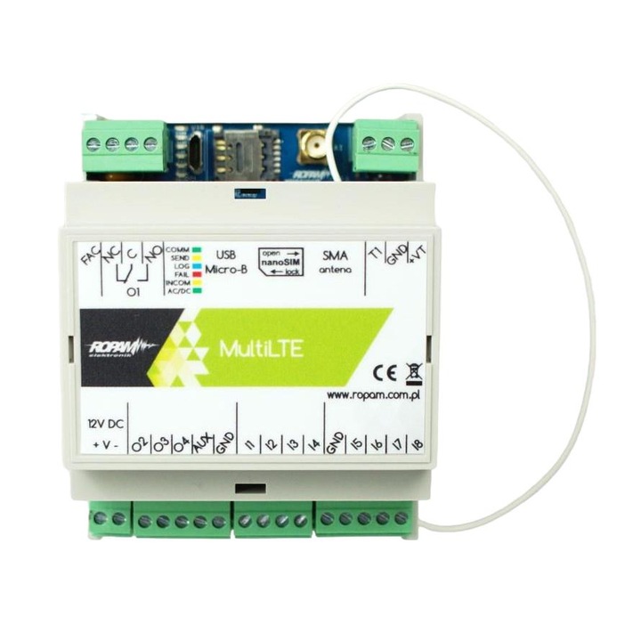 Modul de comunicatie LTE, Ropam, 4G/2G, 12VDC, 8 intrari, 4 iesiri, 1000 utilizatori, carcasa 4M, MultiLTE-RF-D4M