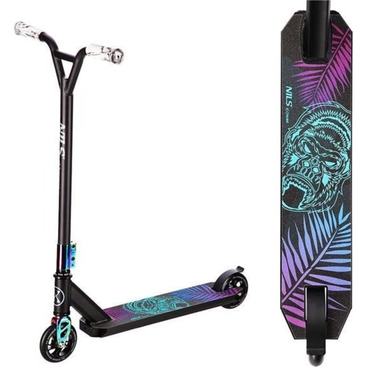 Тротинетка Nils Extreme, Алуминий/Неръждаема стомана, 2 колела, Многоцветна