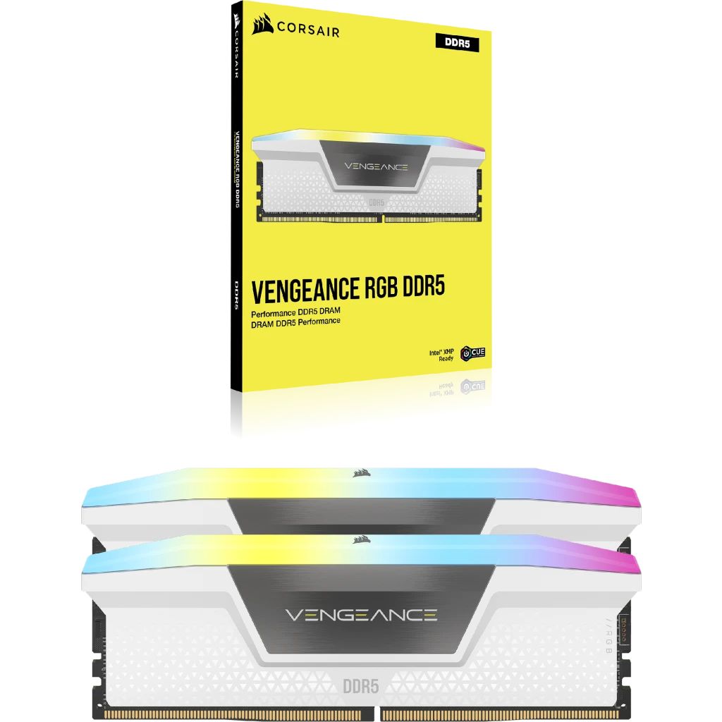 Corsair 64GB DDR5 6000MHz комплект (2x32GB) Vengeance RGB бяло