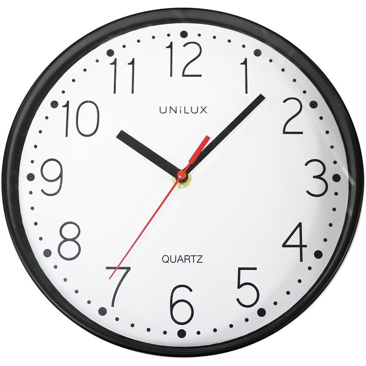 Ceas de perete, Unilux, Nessy, 25 cm, Negru