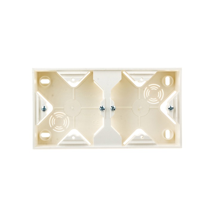 Cutie priza dubla, Ospel, la suprafata, Alb