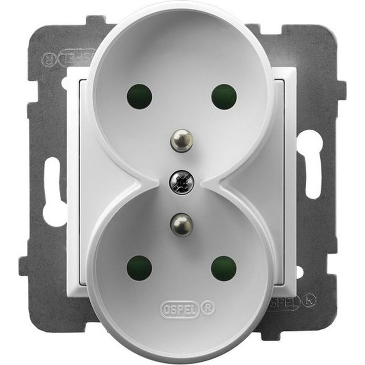 Priza dubla, Ospel, ARIA, GP-2URZP/m/00, Alb