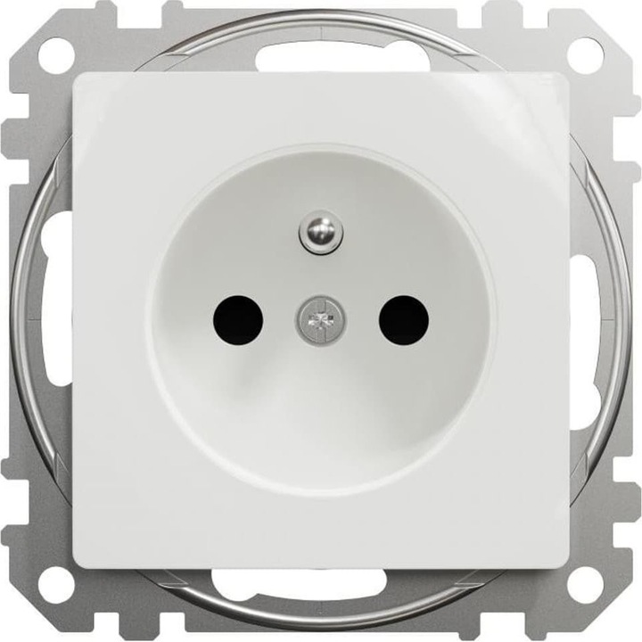Priza alimentare, Schneider Elecric, 2P+PE, IP20, 73 x 73 x 38 mm, Alb
