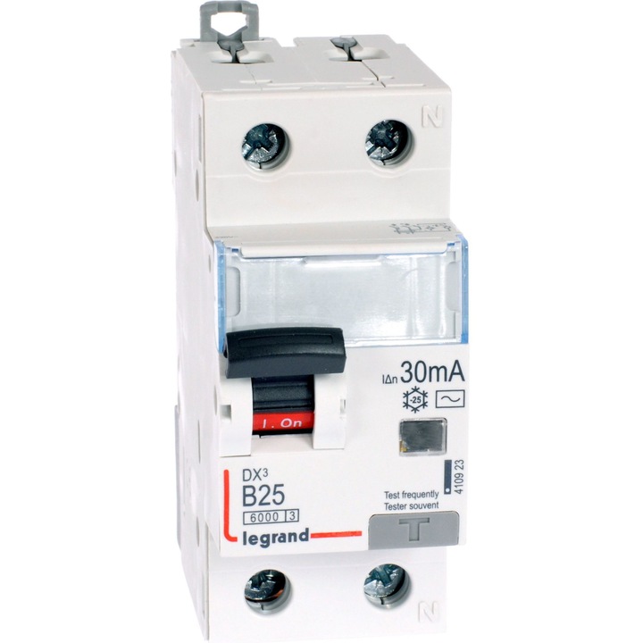 Legrand elektromos biztosíték, differenciálkapcsoló 2P 25A, karakterisztika B, 30mA, 230V, IP2X