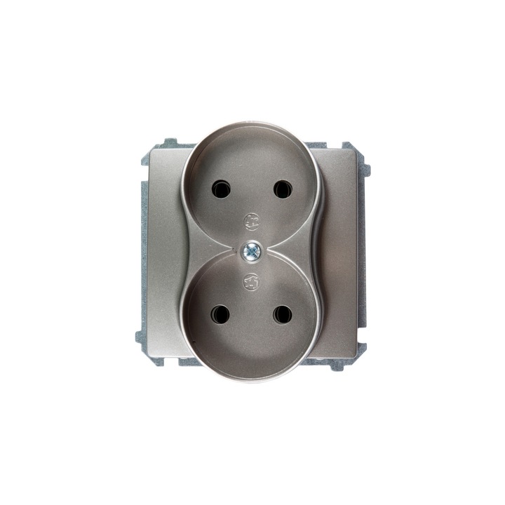 Priza dubla, Kontakt-Simon, Basic fara impamantare, 16A, Satinata