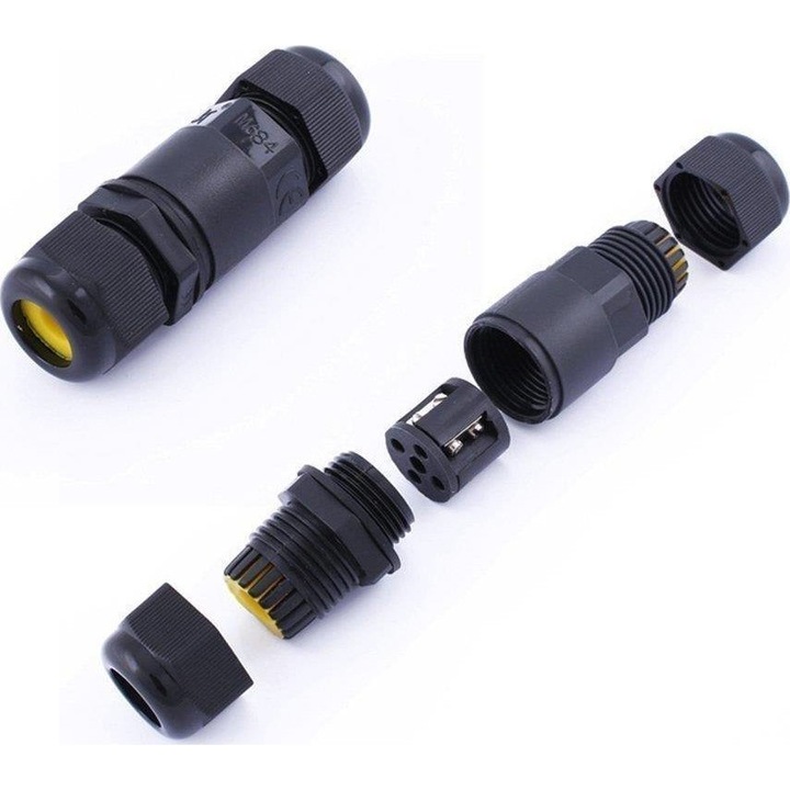 Imbinare ermetica, Conector, V-TAC, Negru, 0,5-1,5mm2, Diametru cablu 5-9mm, IP68