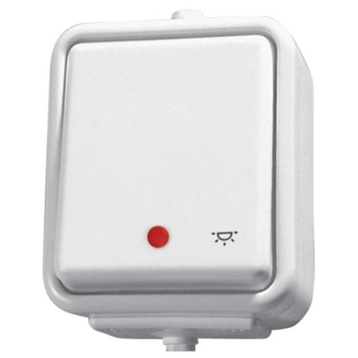 Buton iluminat Schneider Electric, alb, 90x64x48mm, IP44, cu rama