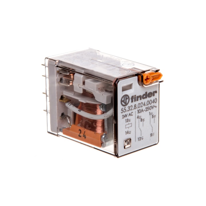 Releu miniatural, Finder, Alb, 2P, 10A, 24V