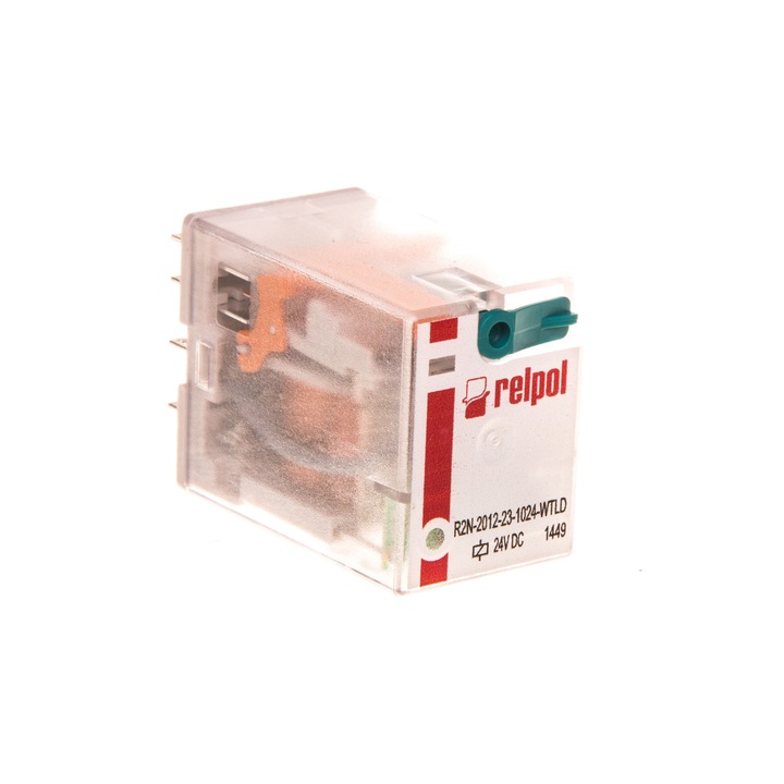 Relpol miniatűr ipari relé, 2P, 24V DC, IP40