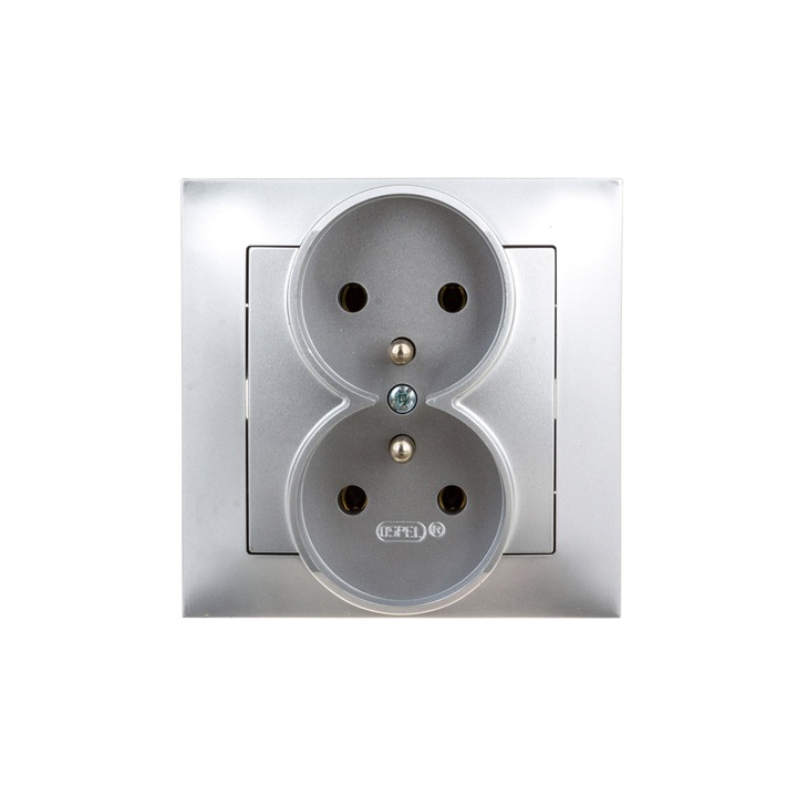 Priza dubla OSPEL Impresja, 16A, argintiu