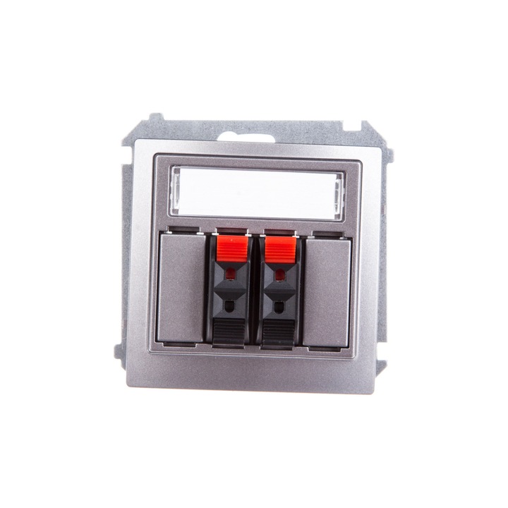 Priza dubla difuzor, Kontakt-Simon, Inox/Plastic, Incastrat, IP20, Argintiu/Negru