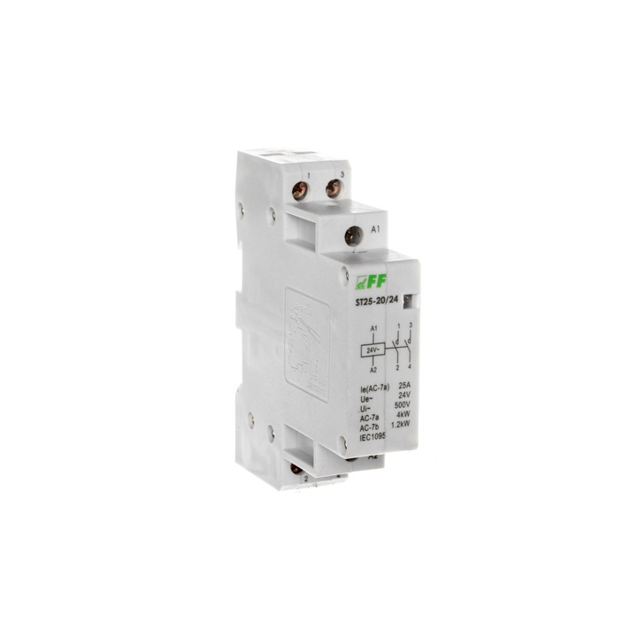 Contactor modular, F&F, 25A, 2Z ,24V, AC, Alb