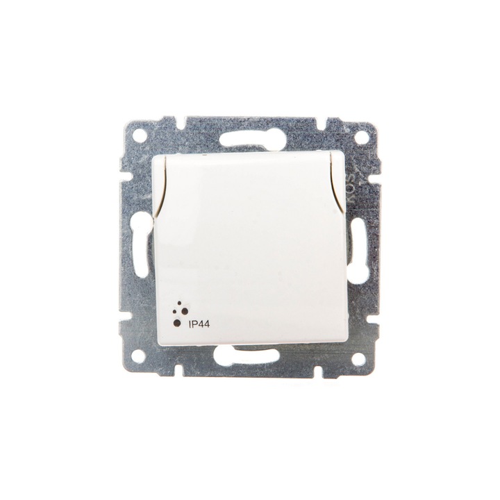 Priza cu impamantare ermetica IP44, KOS, Alb