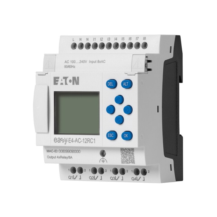 Програмируемо реле, Eaton, easyE4, 230VAC/DC, 8DI, 4DO-R, EASY-E4-AC-12RC1