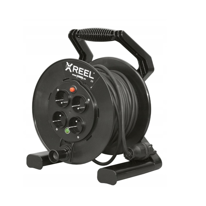 Удължителен кабел, PCE, 4 гнезда, 30 м, черен