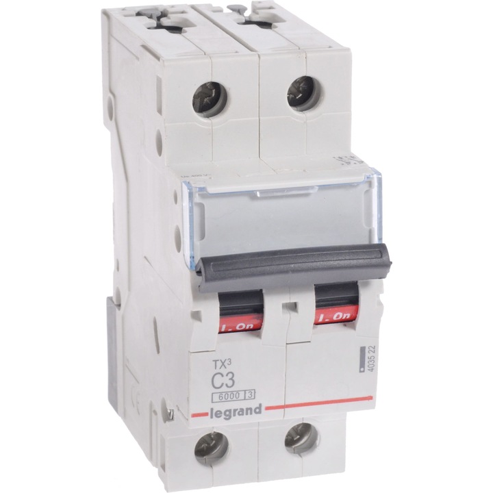 Siguranta bipolara Legrand S302 C3 TX3, 400W, 3A, 6kA, Gri