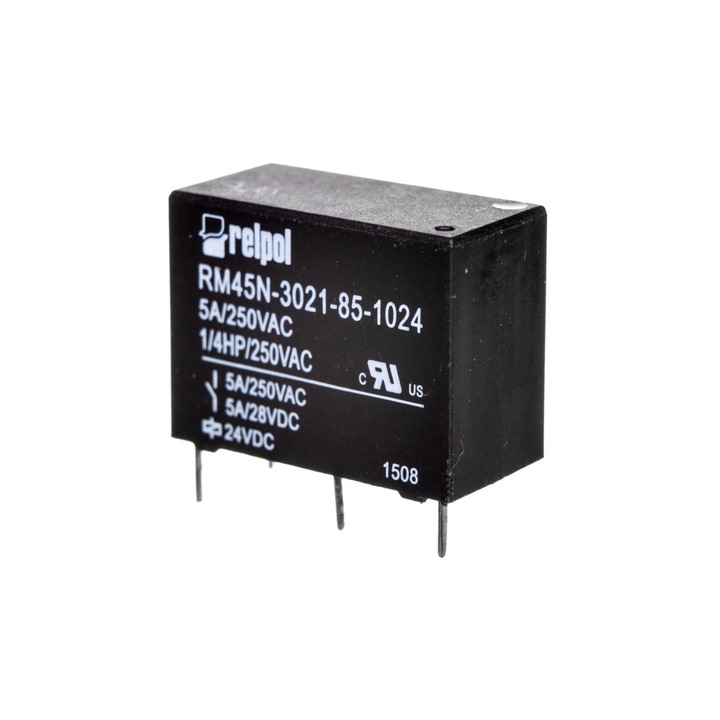 Elektromágneses relé, Relpol, Névleges feszültség 250 V, 20,5x10,6x15,6 mm, fekete/fehér