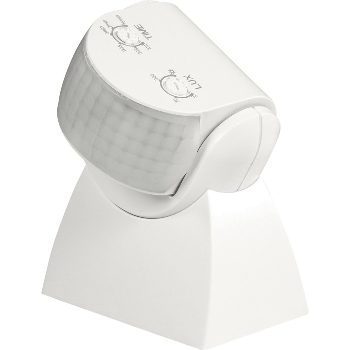 Senzor de miscare Zamel, 1200W, PIR, 180°, IP65, Alb